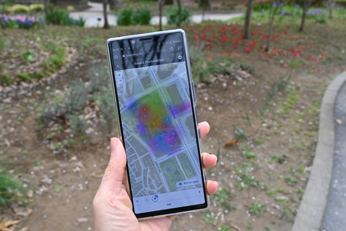 マップ上には音のオブジェが表示されています