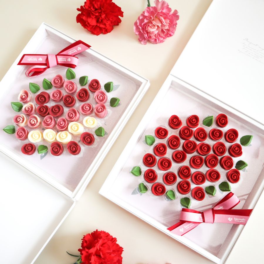 チョコレート「ブーケ　ミニヨン・レッド」「ブーケ　ミニヨン・ルージュ」