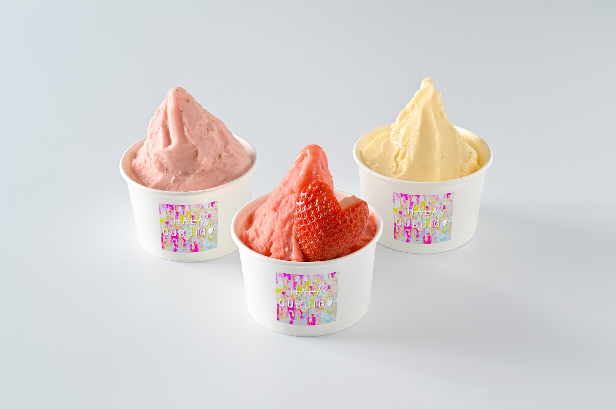 "「HALA-CUCCIGO」のジェラート。大谷夏いちごたっぷり