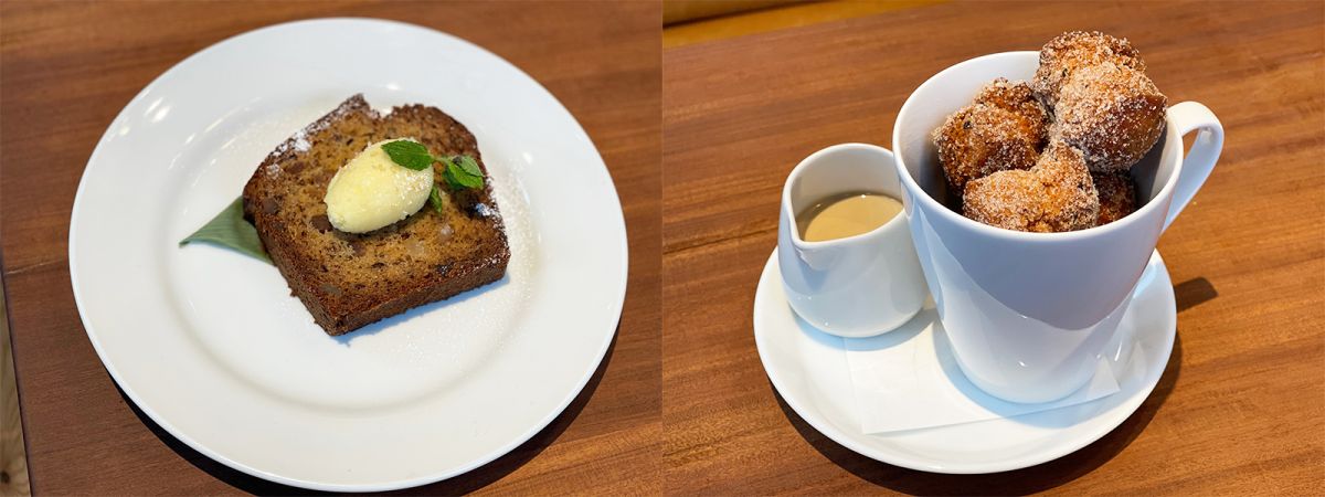 （写真左）「バナナブレッド」800円、（写真右）「コーヒー＆ドーナツ」1200円