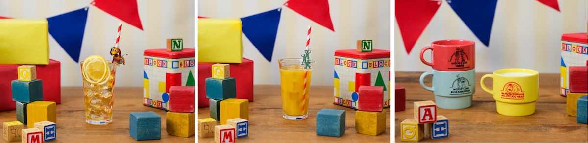 「【スリンキー】くるくるバネのレモンティー、【グリーンアーミーメン】オレンジ＆パインドリンク、マグカップドリンク