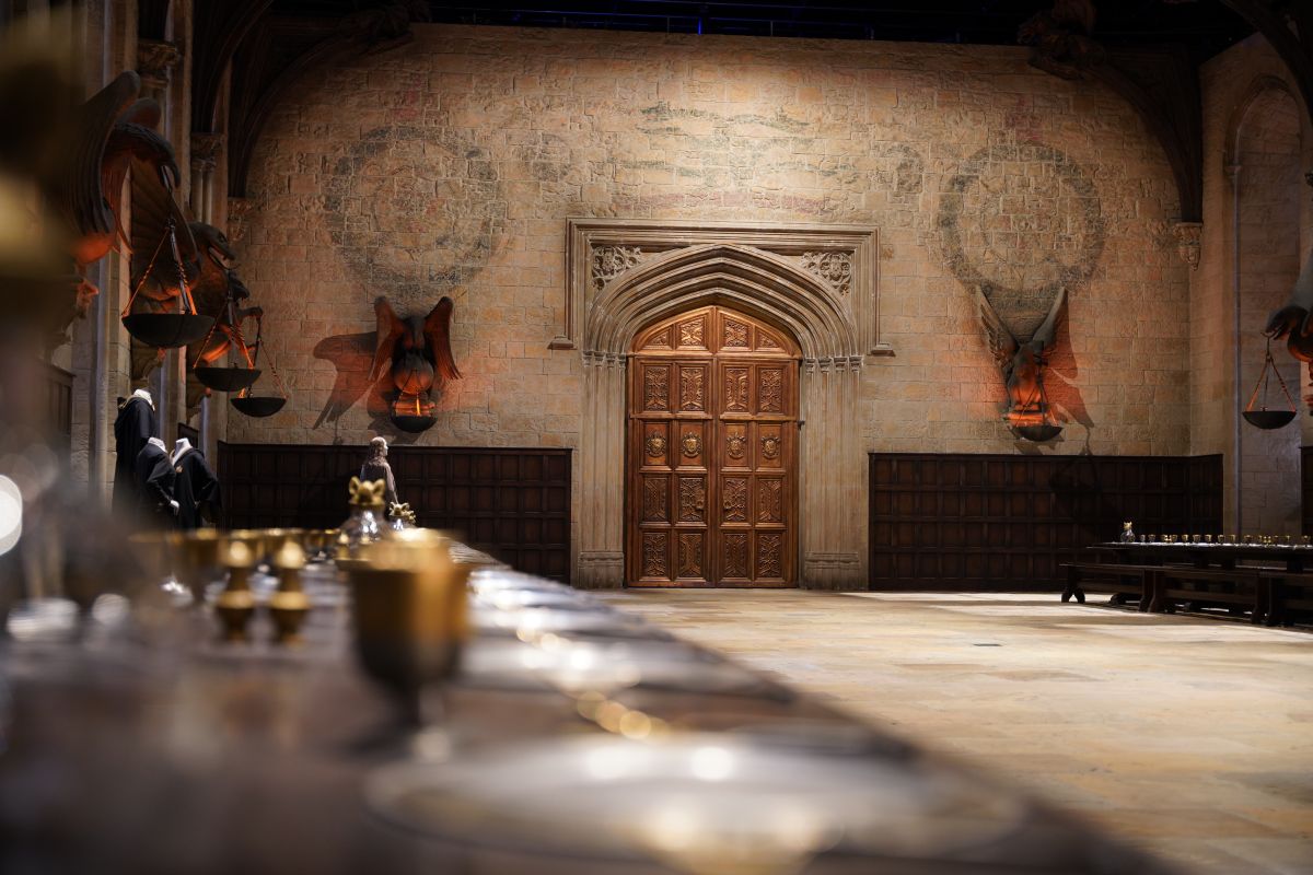 今にもクィレル先生が「トロールが……!」と叫びながら入ってきそうな巨大なドア