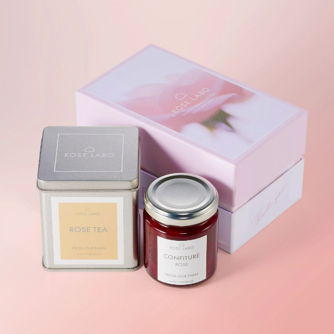 ＜ローズラボ＞ ロシアンティーセット 3,980円(コンフィチュールローズ：120g、ローズティー：1.5g×5包)