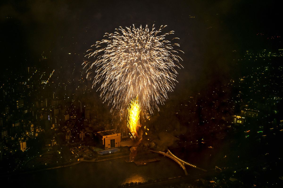 展望台から見た花火（２０１９年） ©TOKYO-SKYTREE