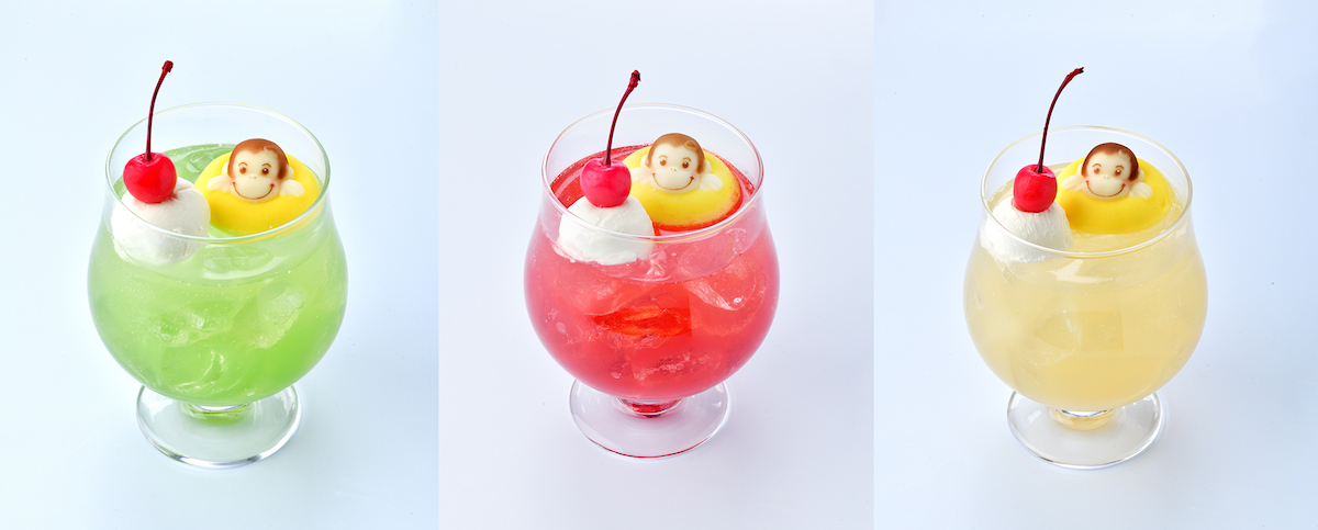 「うきわでぷかぷか！カラフルクリームソーダ（メロン/ストロベリー/バナナ）」イートイン　各1280円／テイクアウト各980円