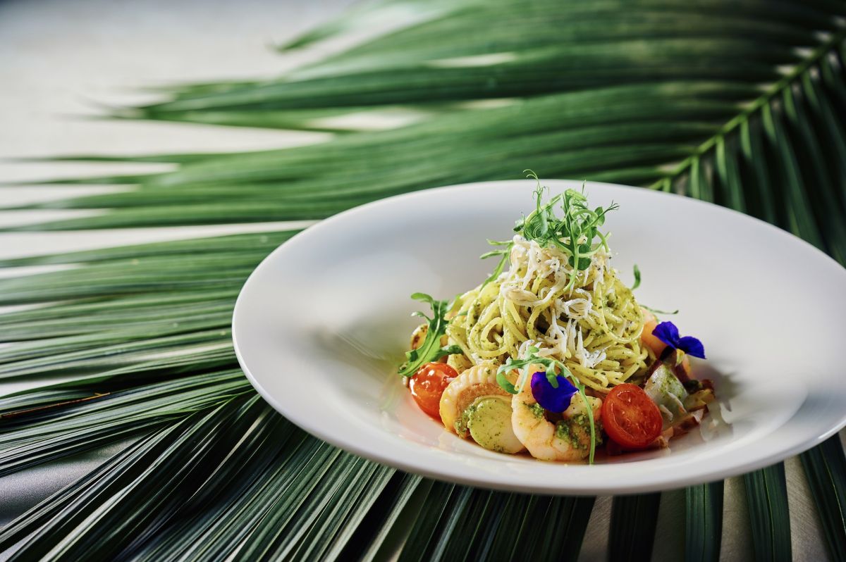 魚介の冷たいスパゲティーニ ジェノベーゼ