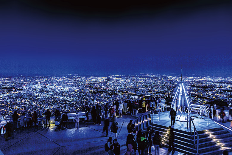 山頂展望台から札幌のきらびやかな夜景を一望