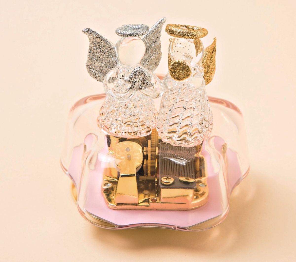 スパン天使さくら型ガラスオルゴール3520円