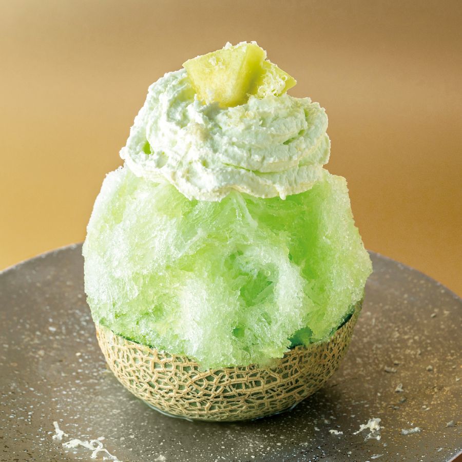 「山川わさびと生メロンの濃厚かき氷」2100円（「やさい家めい」本館3階）