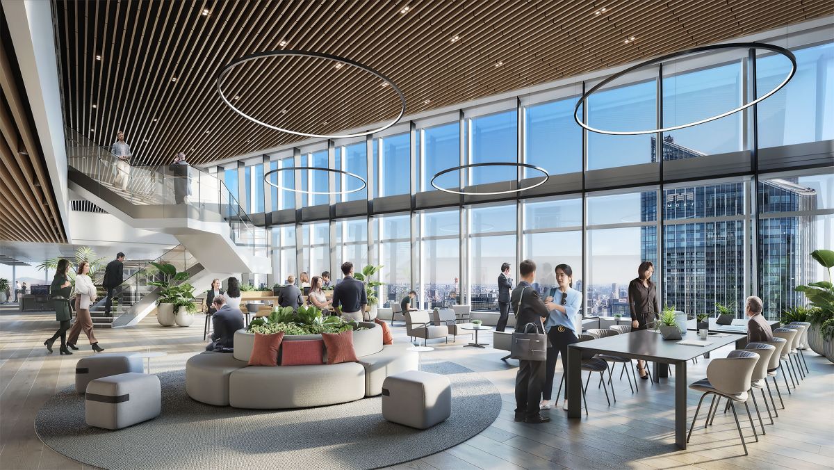 マグネットゾーン：ワーカー同士のコミュニケーションやコラボレーションを促進／ⒸDBOX for Mori Building Co., Ltd.