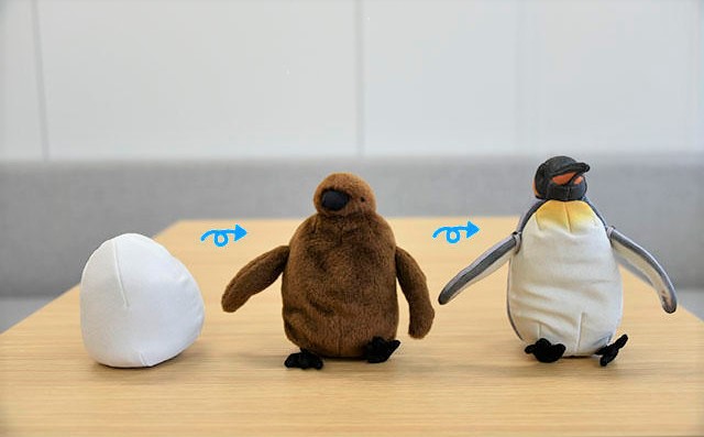 「ぬいぐるみオウサマペンギン3変化（オス・メス）3300円