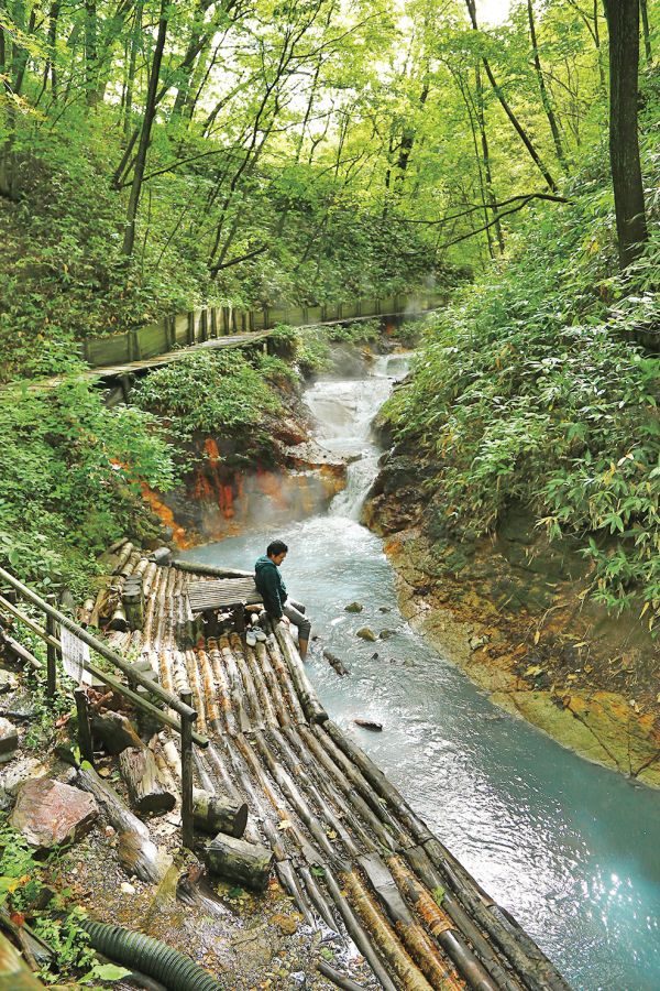 大湯沼川天然足湯