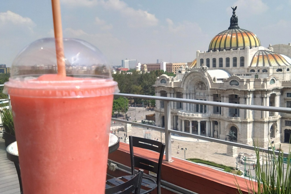 ラテンアメリカタワーの9階のカフェからベジャス・アルテス宮殿が一望できます