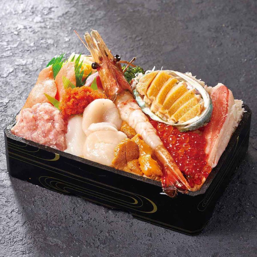 「ぼたん海老とエゾアワビの贅沢弁当」（１折）3501円/旭川　二條亭