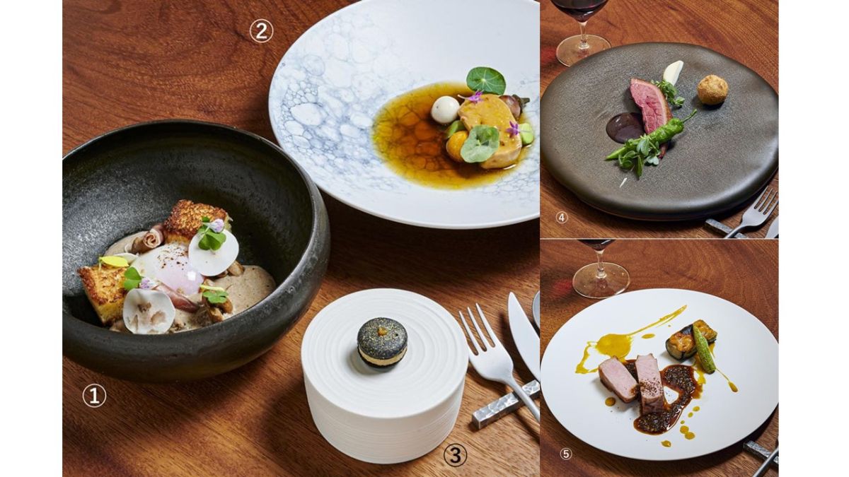 【Part1】<ジャプォン> signature～シグネチャー～ 6,600円 （１人前）  ●前菜：画像①②③ ●メイン：画像④または⑤から１つ選択