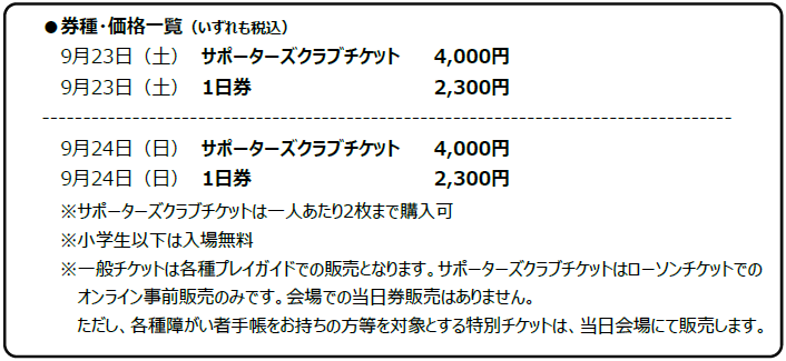 TGS2023 券種・価格一覧