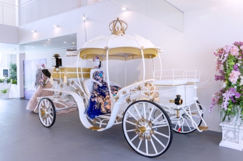 スタジオ撮影プランは5ショット撮影、写真１枚プリント付き、馬車＋スタジオ撮影プランは馬車に乗って3ショット、スタジオ5ショット撮影、写真２枚プリント付き