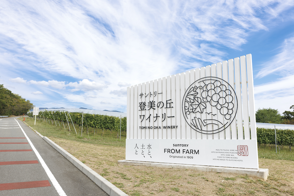 丘を登る途中に白い看板が見えたら、到着はまもなく