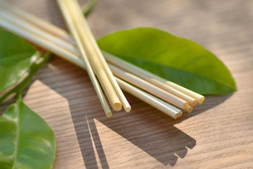 アイスドリンクに付くストローは、地元で栽培したライ麦で作った麦ストローを採用。天然素材でエコなのにとっても丈夫