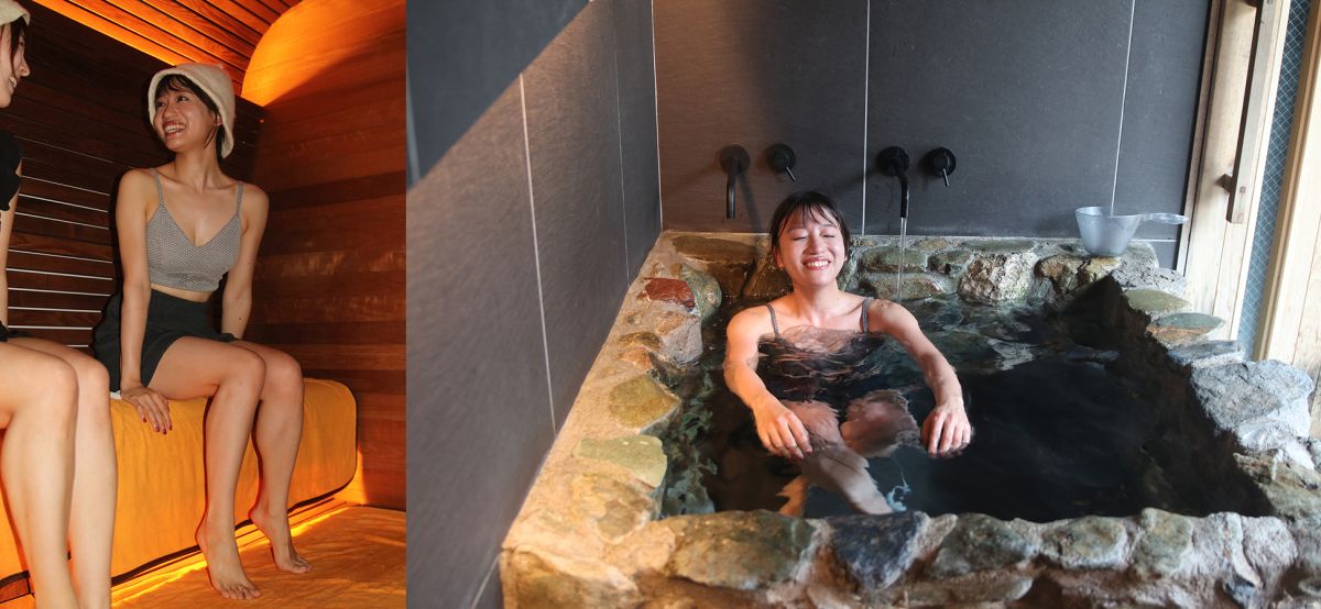 オリジナルのキャップはサウナ内に置いてあります。シャツやパンツの無料レンタルあり