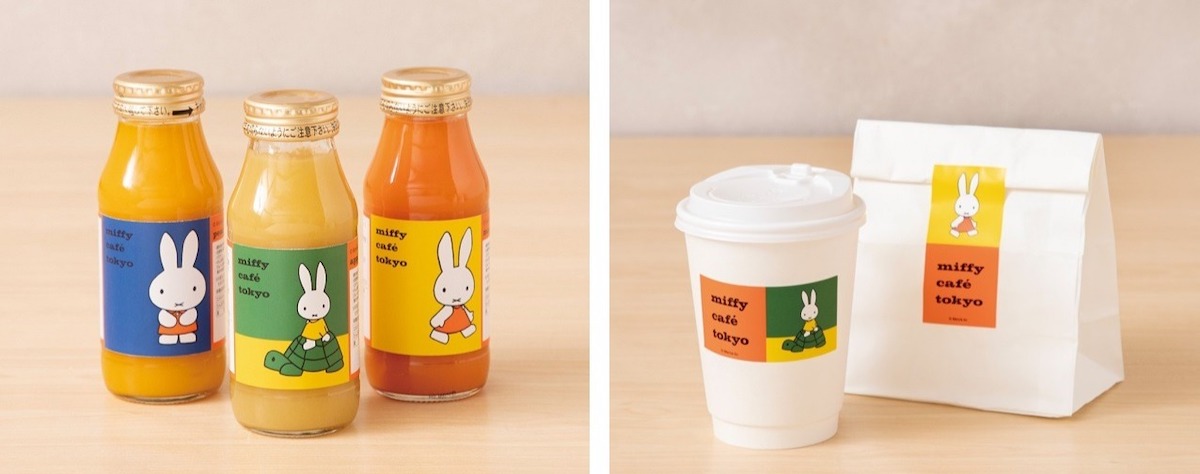 「ボトルドリンク（りんご＆にんじん/うんしゅうみかん/ラ・フランス）」各590円、「カフェラテ（hot/ice）」790円