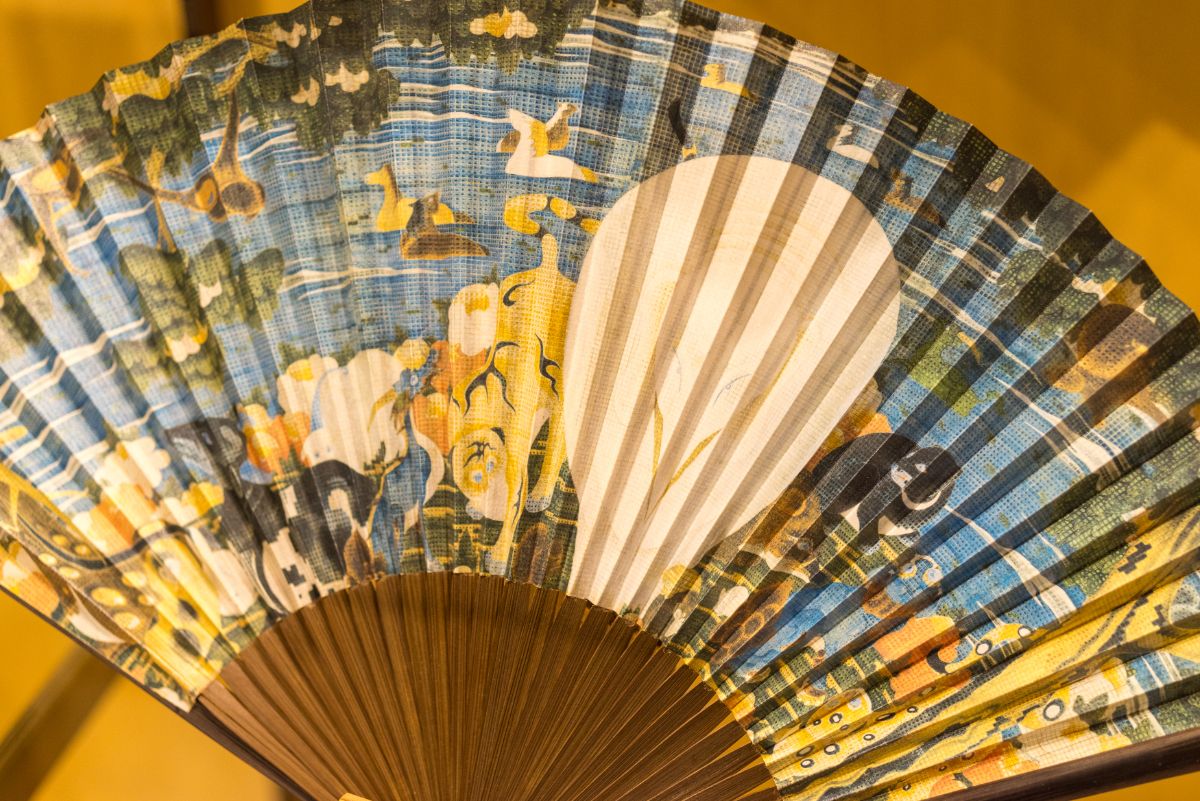 「若冲 樹花鳥獣図屏風 扇子」3000円