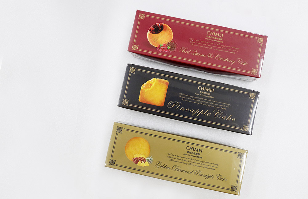 (上から)奇美紅藜蔓越莓酥NT$150、奇美鳳梨酥NT$120、奇美土鳳梨酥NT$150