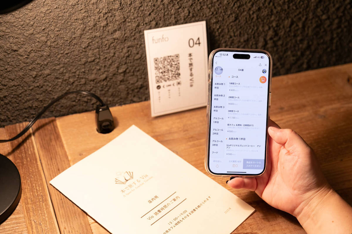二次元コードはテーブルの上にある