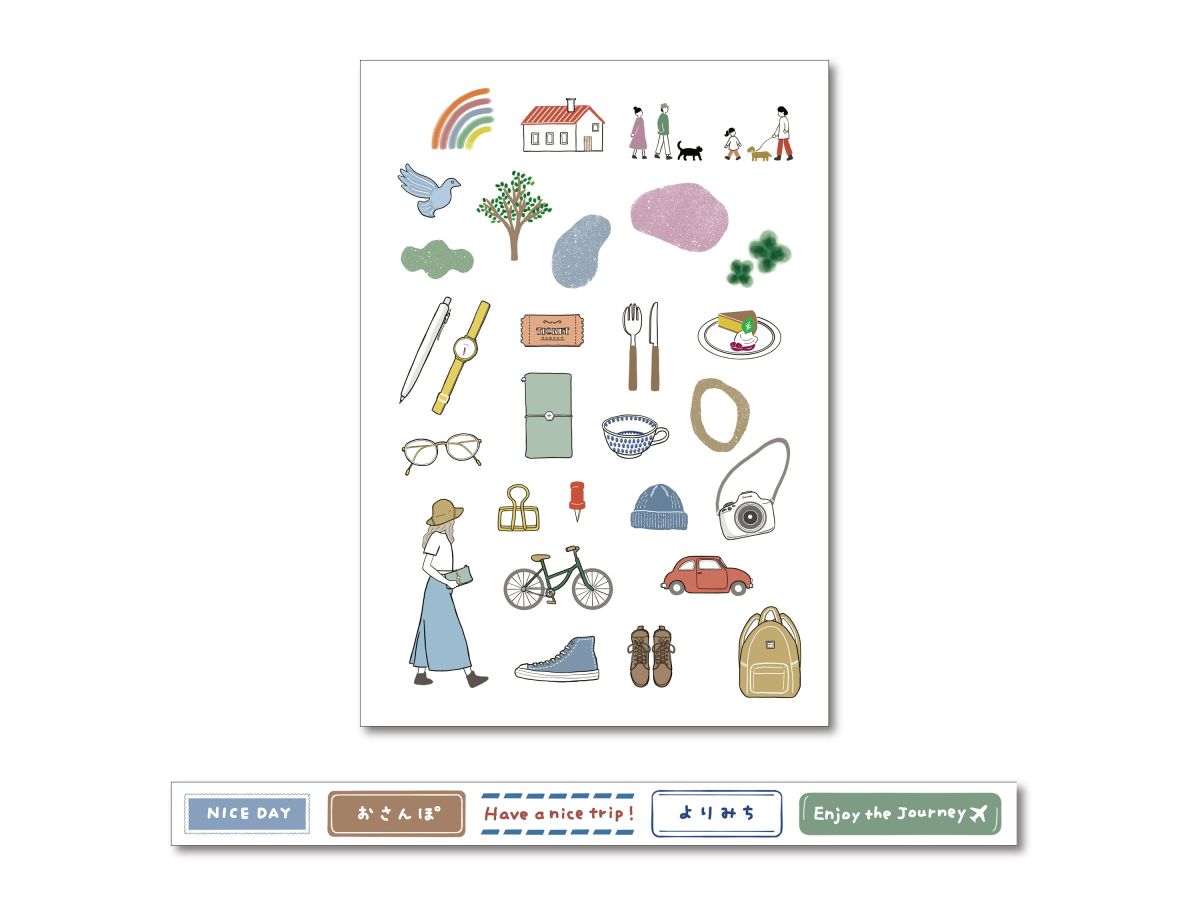 (写真上)オリジナルシール、(写真下)オリジナルマスキングテープ イメージ