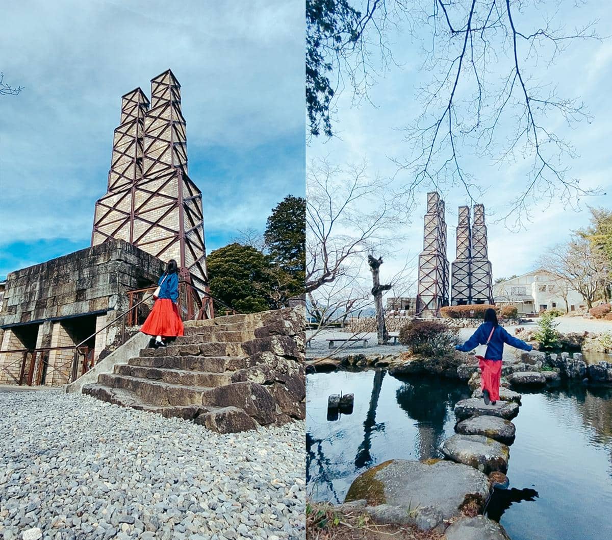 左/「韮山反射炉」、右/「韮山反射炉」とため池 撮影:Swimmy