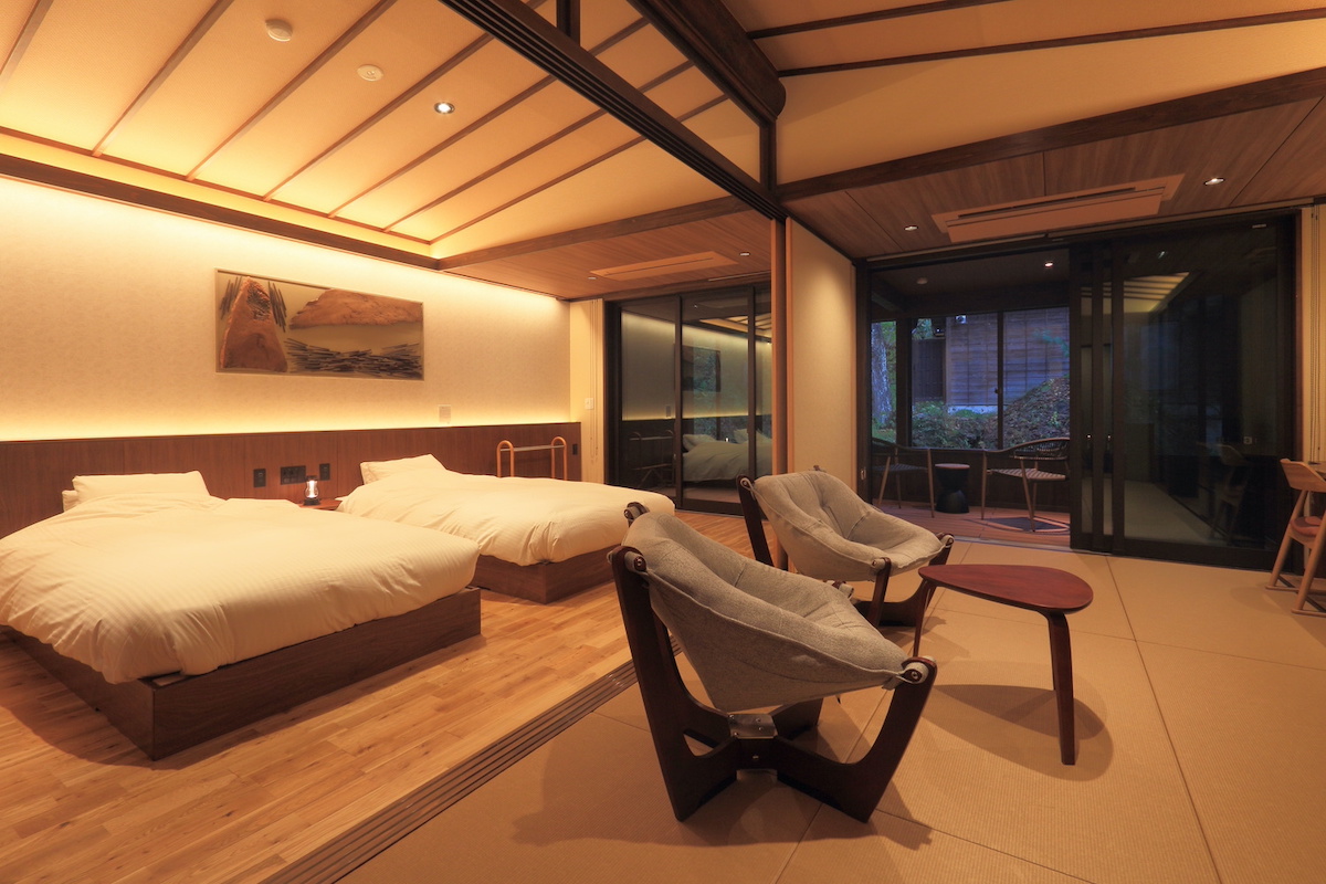「翠悠館」で最も広い客室「みず木」。5名まで宿泊可能