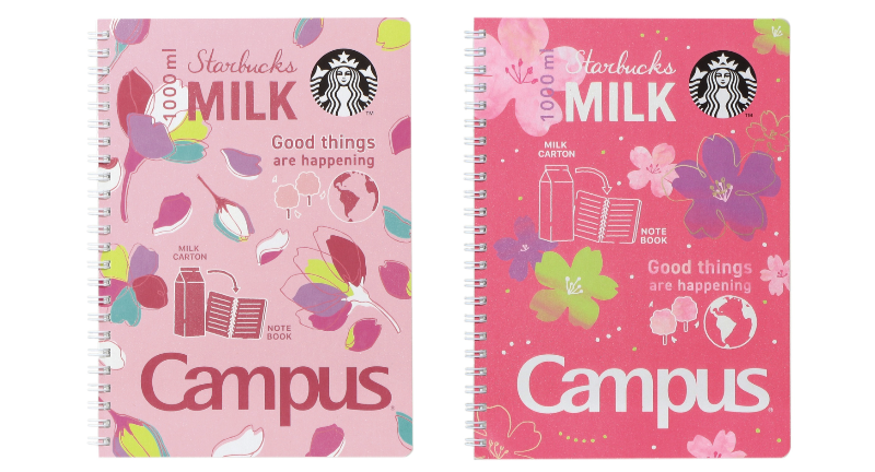 （左から）「SAKURA2024スターバックス キャンパスリングノート　ベビーピンク/ピンク」各500円