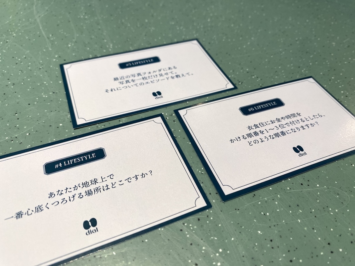 封筒の中にはトークテーマが3つ