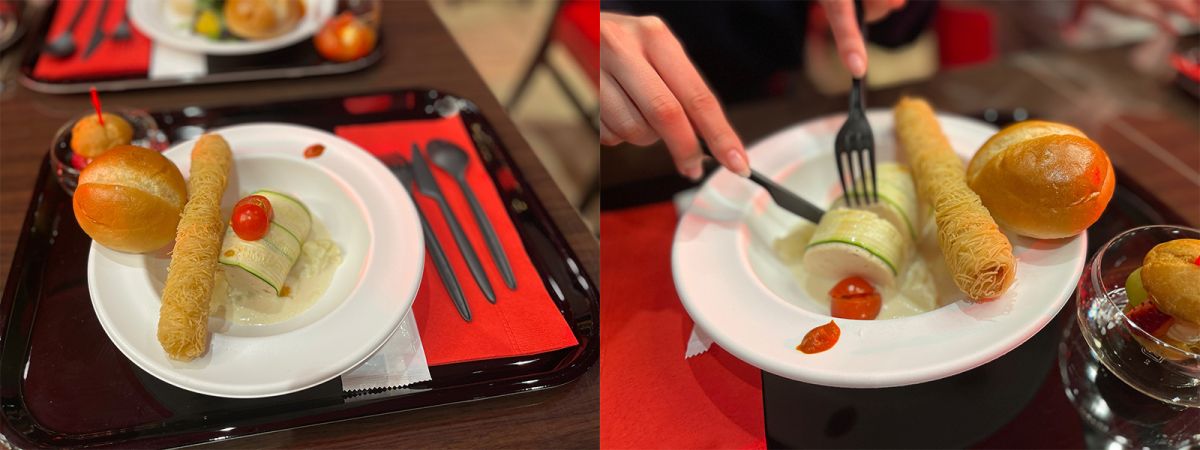 「サーモンのムース フルーツシューのアミューズ」2500円