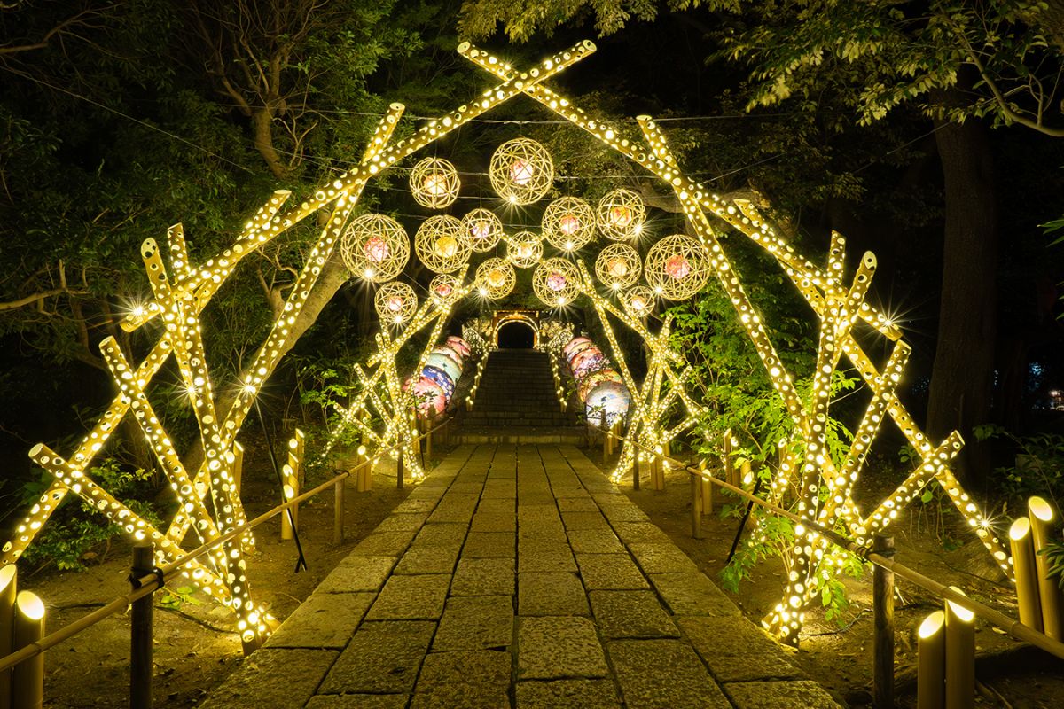 期間限定開催だった、和のイルミネーション「HANAあかり ～HANA・BIYORI×竹あかり～」は通年開催になりました