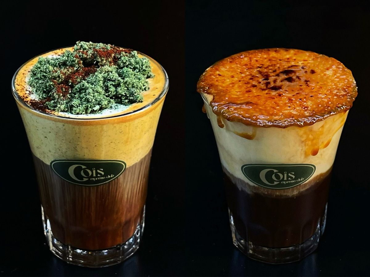 （左から）「ヨモギエスプレッソ」、「ブリュレエスプレッソ」各700円