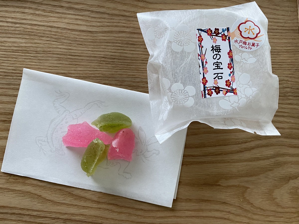 ふくゆいのペーストと梅酒たっぷりの琥珀羹「梅の宝石」350円（直営店では300円）