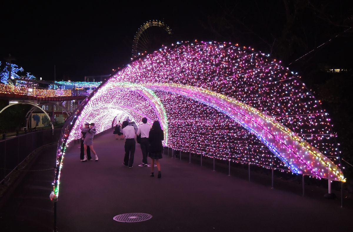 光のトンネルの入口。格好のフォトスポットです