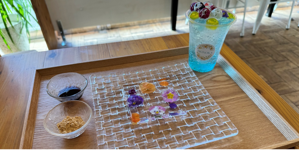 まるで食べられるブーケ！？二子玉川「HONOKA」の「水晶華餅」と「フラワーソーダ」が気になる