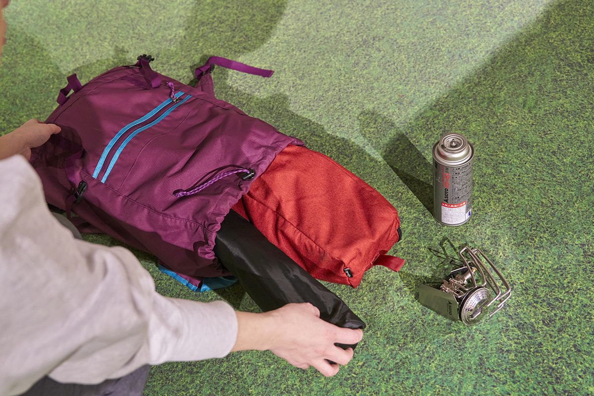 普段使いのリュックに全てを入れてみると余裕ですっぽり入る！