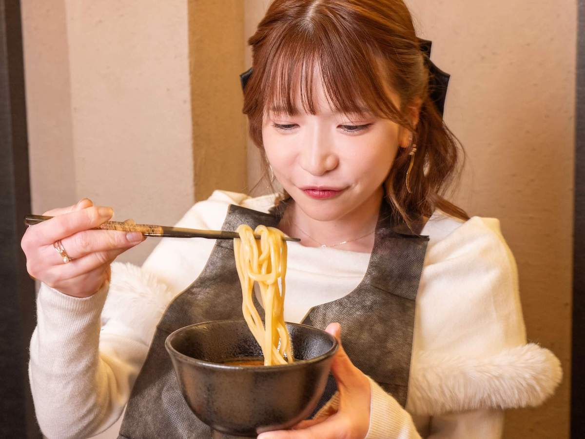 たまごかけ麵につけ汁をた～っぷり浸していただきます♪