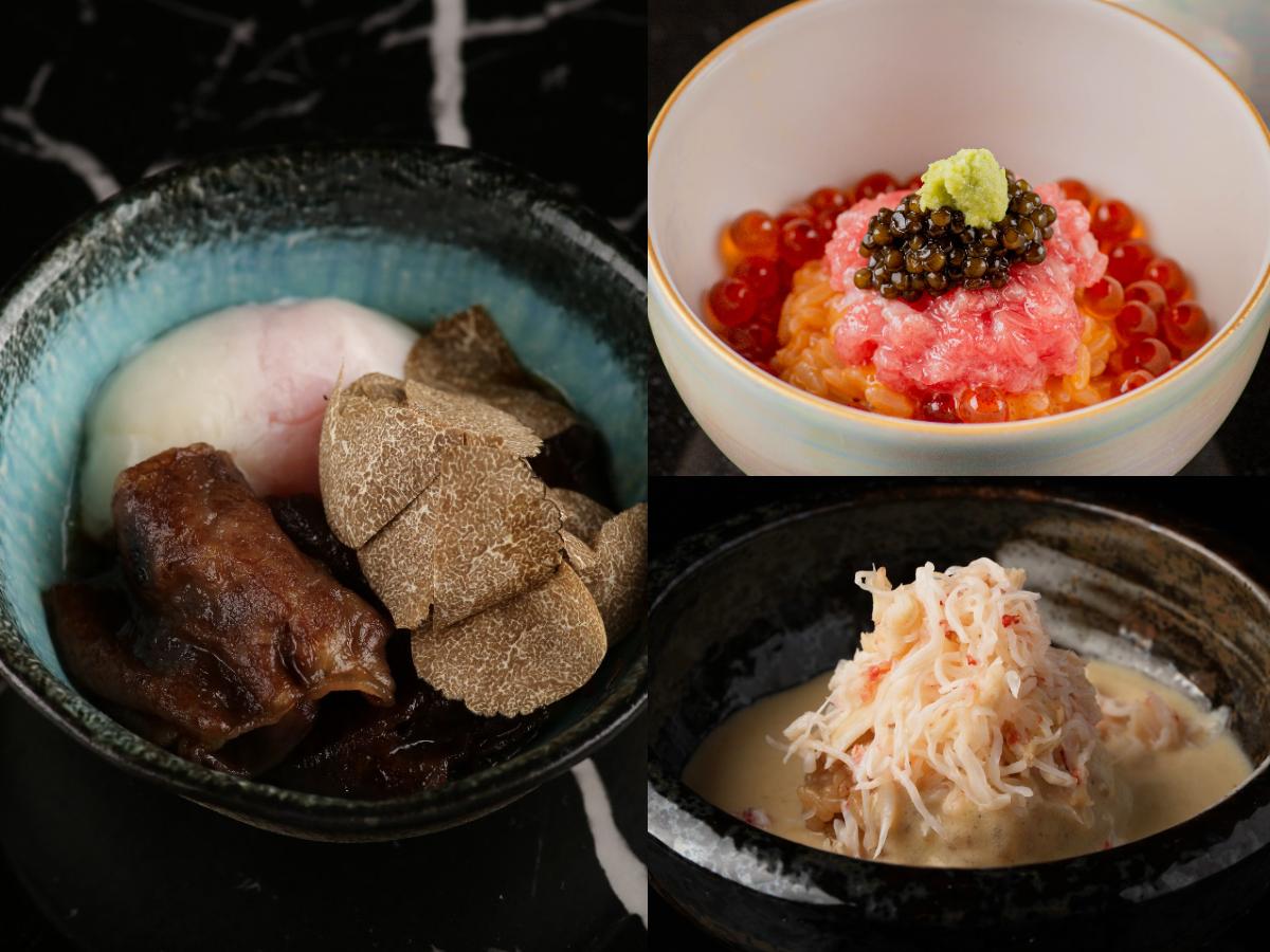 「TAKAHISA」コース＜シェフのスペシャリテ＞一例：「海の宝石」「すき焼き」「毛ガニのリゾット」のなかから1品を選択