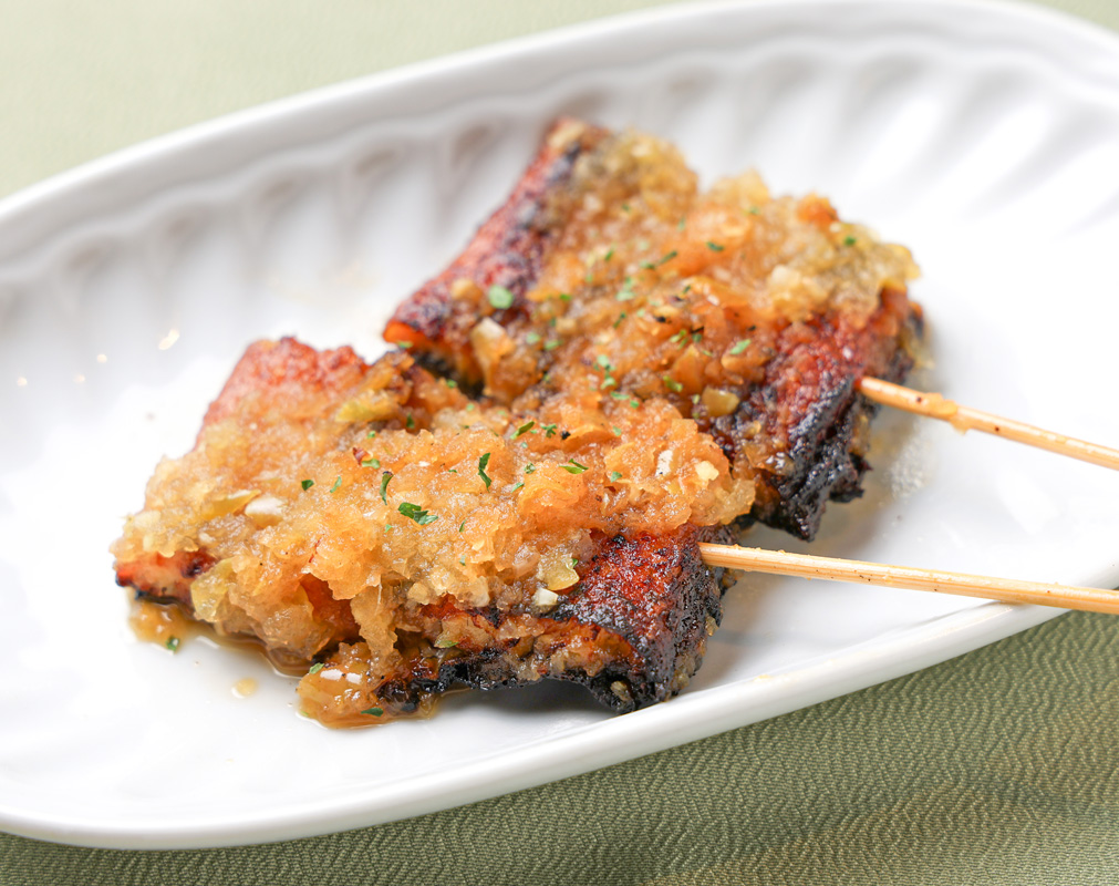 「温泉水うなぎの串焼き with フレンチソース」1200円