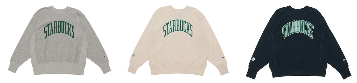 「BEAMS Champion リバースウィーブ(R) クルーネック スウェット」2万2000円 カラー：左から グレー、オートミール、ネイビー サイズ：S、M、L、XL