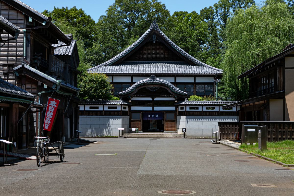 「東ゾーン」の中心となる下町中通りに復元した商店建築が並ぶ