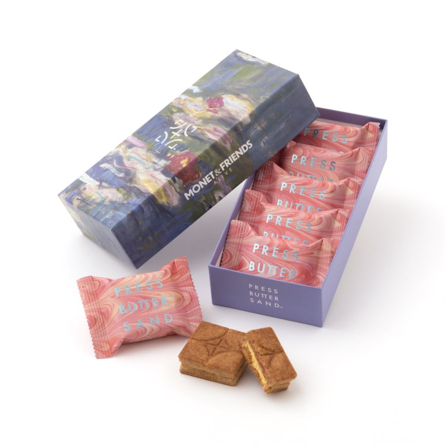 PRESS BUTTER SANDとコラボし、「モネ＆フレンズ・アライブ限定パッケージ」のバターサンド