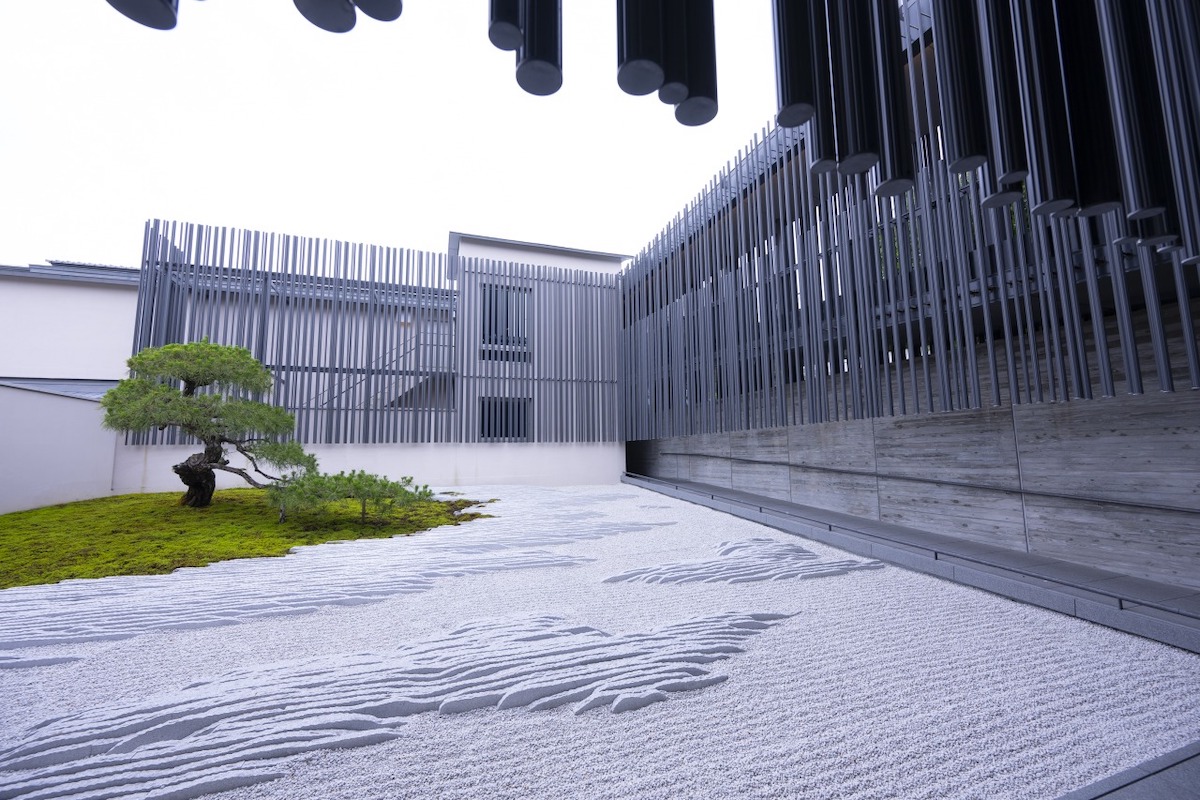 白の庭には不老不朽を象徴する黒松が