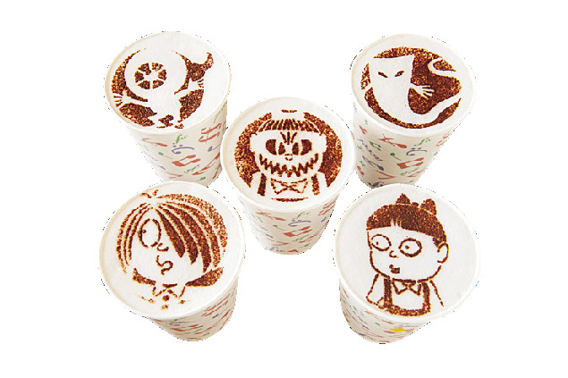 妖怪茶屋のかわいい妖怪ラテ（ホット）各450円 Ⓒ水木プロ