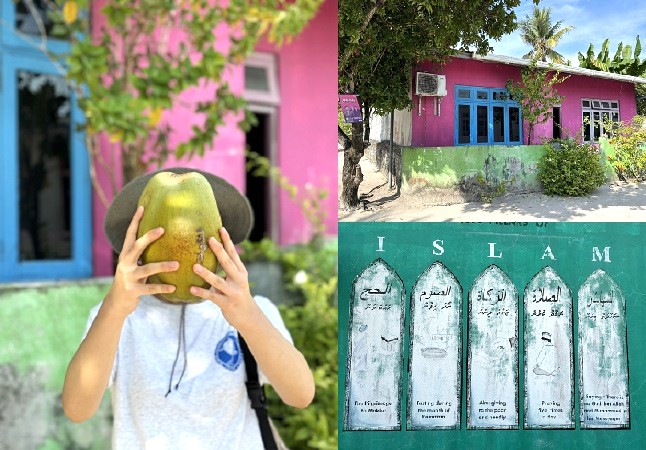 カラフルな家や美しい看板があるのでSNS映えを狙ってパチリ