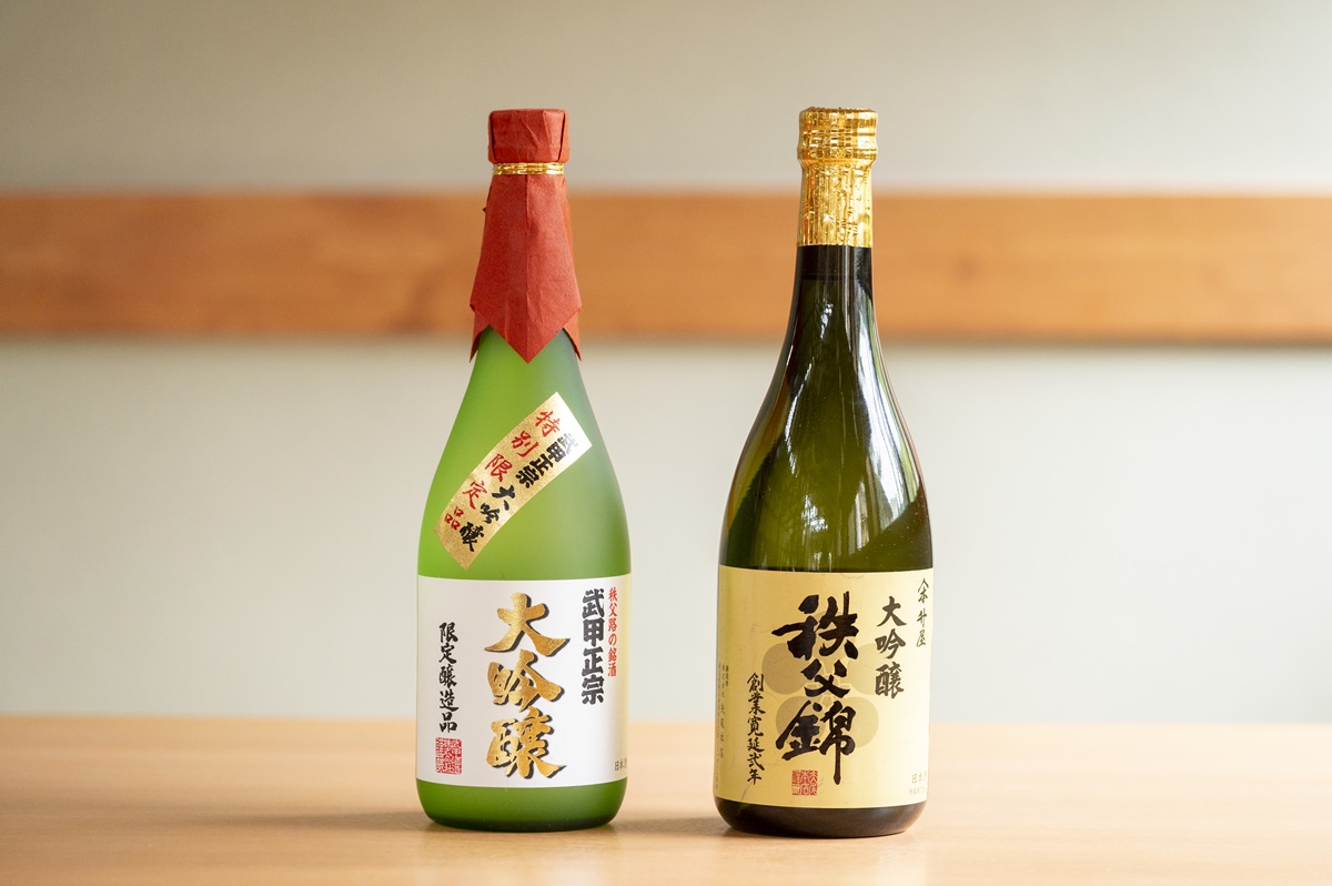 武甲酒造の武甲正宗 大吟醸720ml3630円、矢尾本店の大吟醸秩父錦720ml2200円